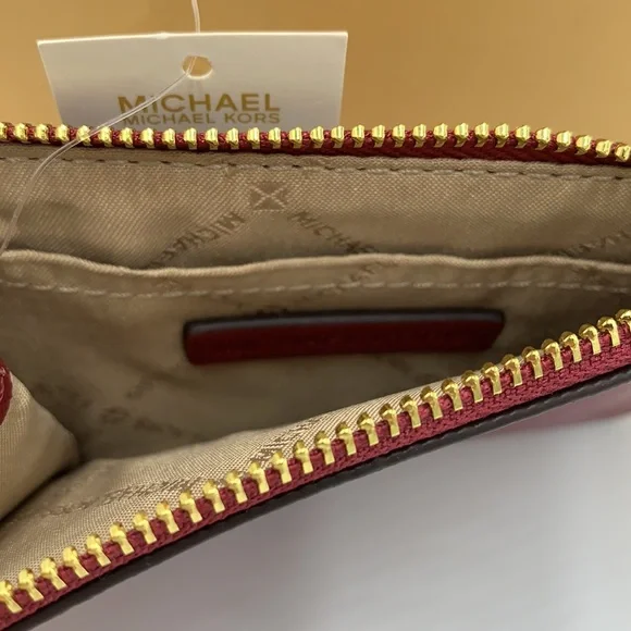 MICHAEL KORS LARGE EW ZIP CHAIN CROSSBODY DARK CHERRY & SM TZ COINPOUCH MULBERR - Picture 15 of 16